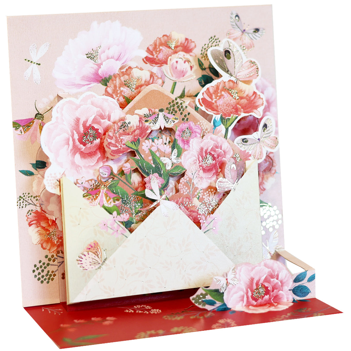 Flowery envelope large pop-up card by Pictura featuring vibrant floral design and intricate 3D paper pop-up elements.
